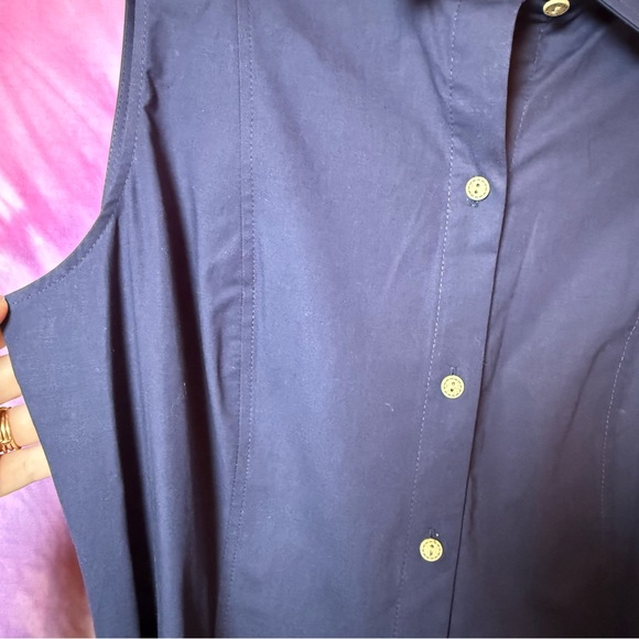 Anne Klein Navy Midi Dress with Belt ☮️ - Picture 2 of 4